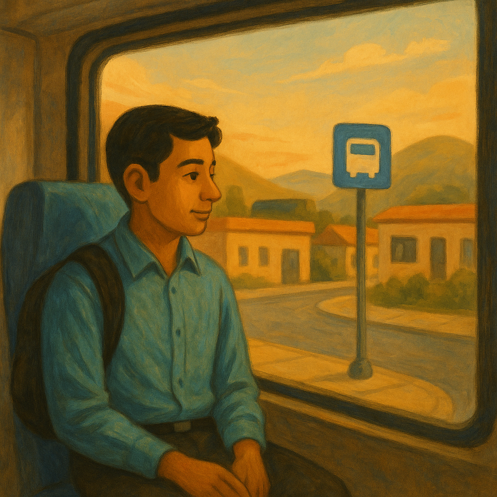 Cover art illustration for A Monday Bus Ride short story.