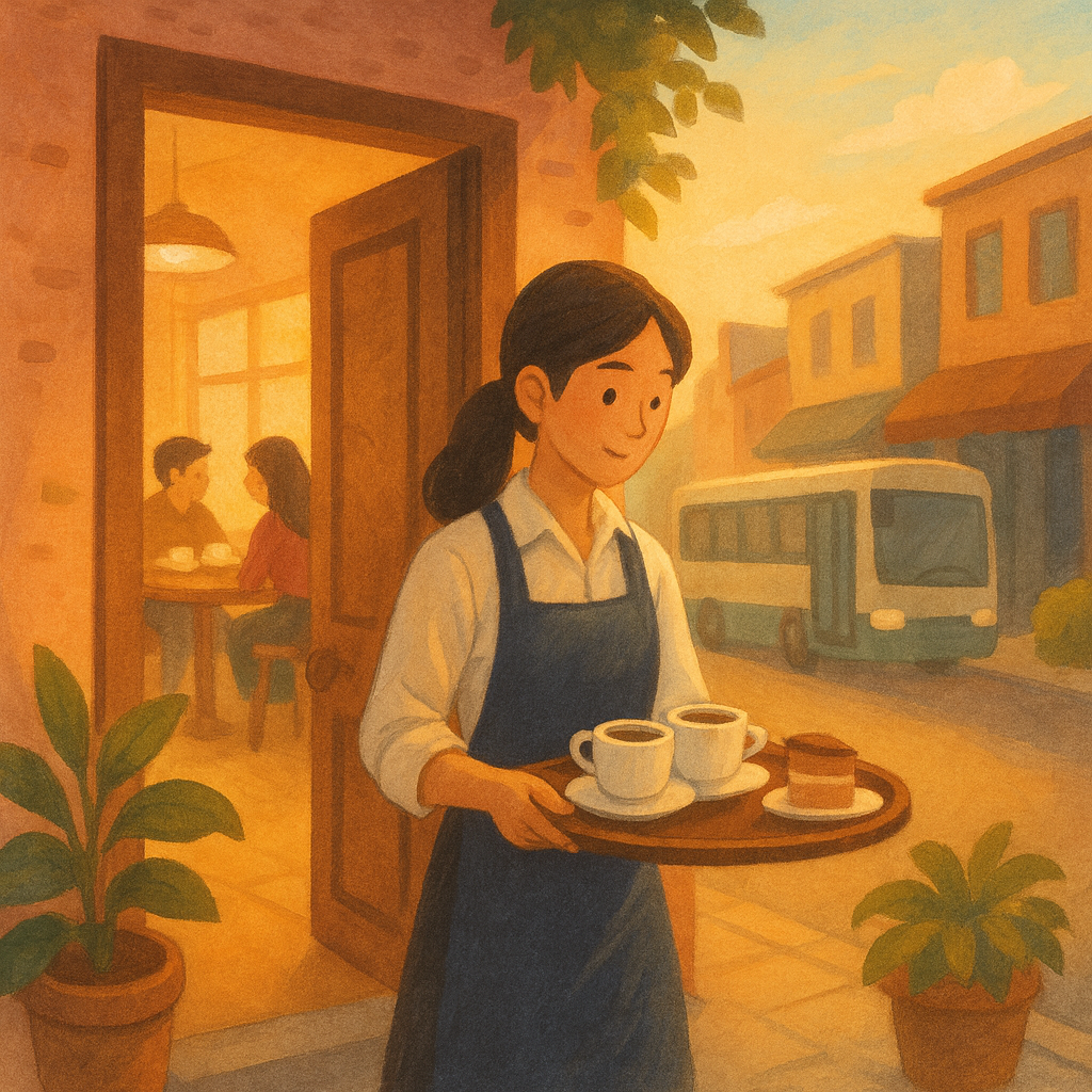 Cover art illustration for A Weekend at the Corner Cafe short story.